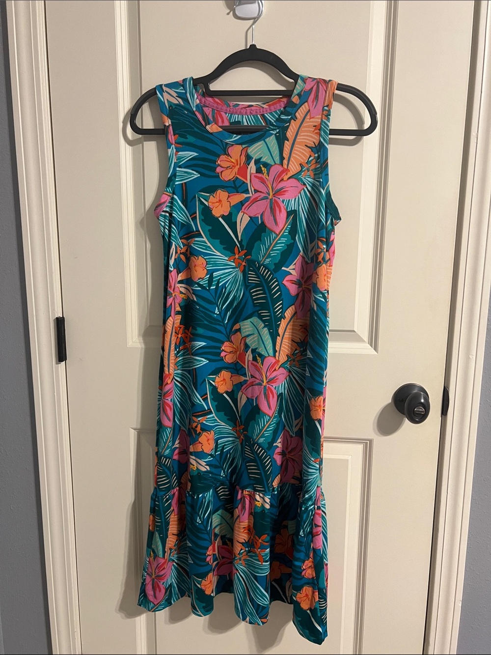 Cuddl Duds Teal Tropical Floral Sleeveless Nightgown